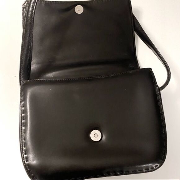 Vintage Desmo Made in Italy Black Leather Shoulder Bag - Picture 5 of 12